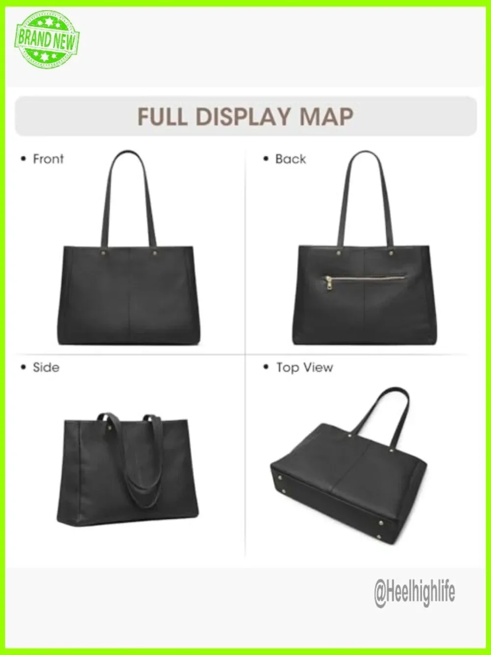 Large Leather Tote Satchel with Luggage Sleeve, Multi-Compartment Work Bag